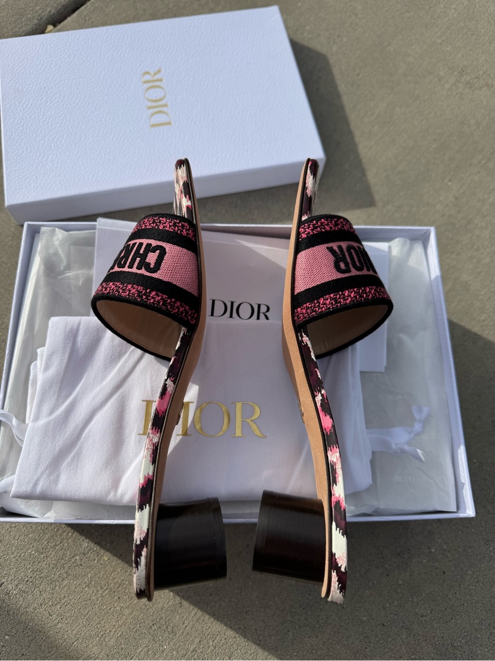 NIB Dior Dway Heeled Slide Sandals – Mizza Leopard Dark Ruby, Size 39.5 - Picture 4 of 8